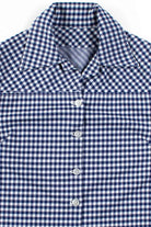 Navy Gingham Button Up Blouse
