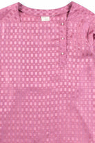 Shiny Lavender Offset Button Blouse