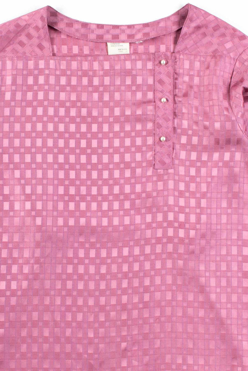 Shiny Lavender Offset Button Blouse