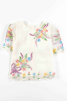 White Rainbow Floral Sheer Blouse