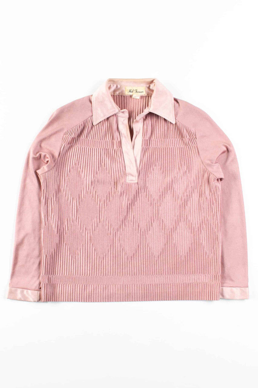 Dusty Pink Pleated Diamond Blouse