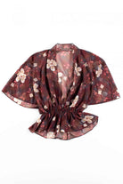Sheer Floral Button Peplum Top