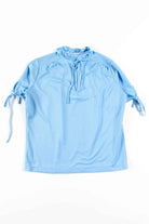 Blue Striped Lace Up Blouse