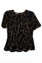 Vintage Gold Swirl Beaded Top