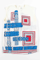 Belt Design Sleeveless 90s Vintage Top