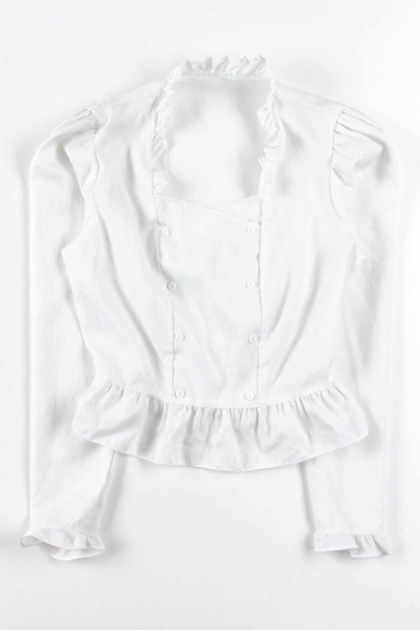 White Double Breasted Poet Blouse