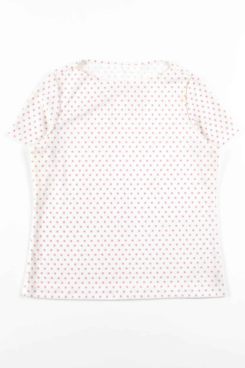 White Polka Dot T-Shirt Blouse