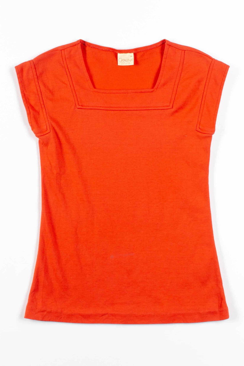 Vintage Orange Square Neck Top