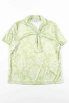 Green Paisley Wrap Collar Blouse