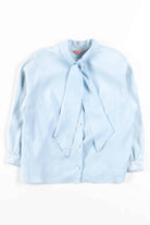 Blue Bow Collar Blouse