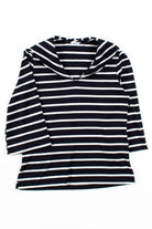 Black Striped Cape Collar Blouse