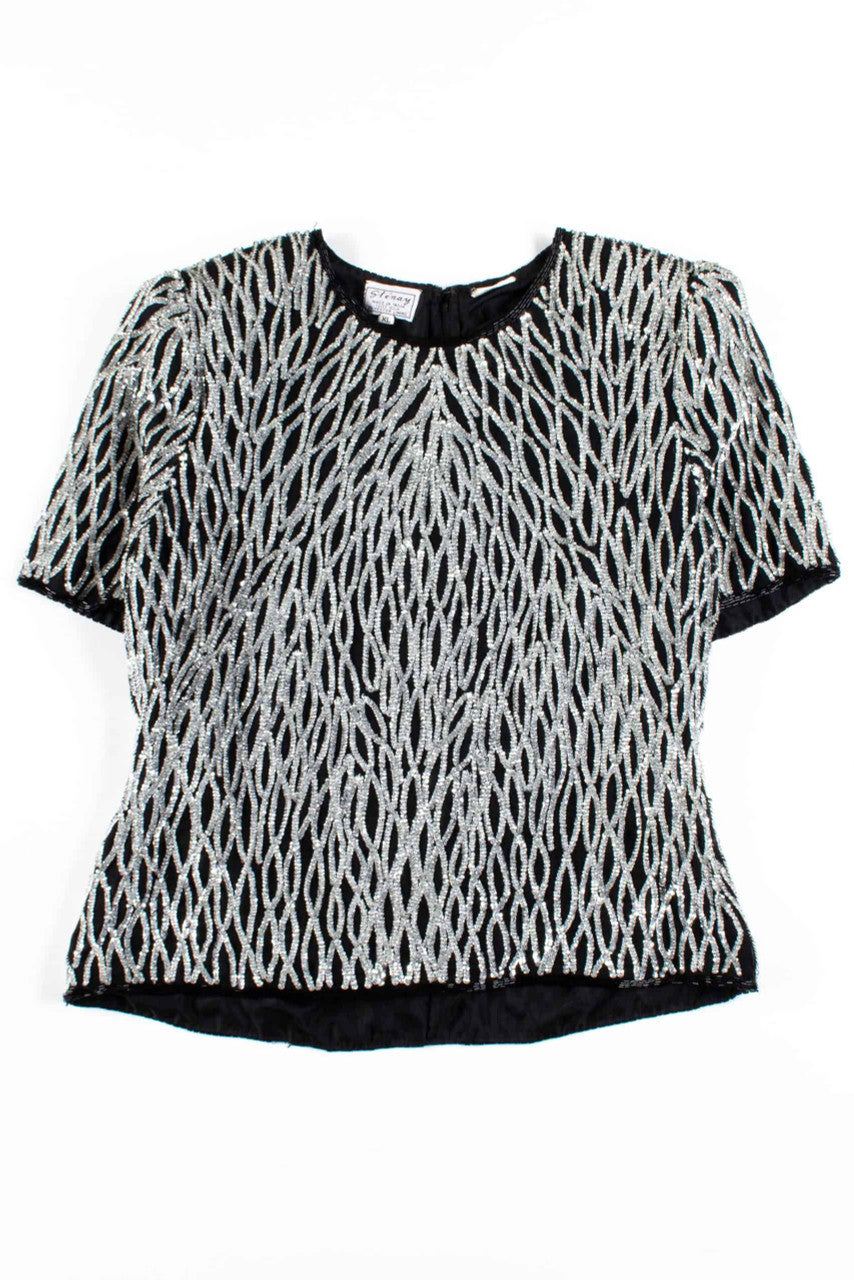 Vintage Silver Sequin Top