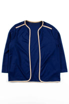 Navy & Tan Trimmed Cardigan