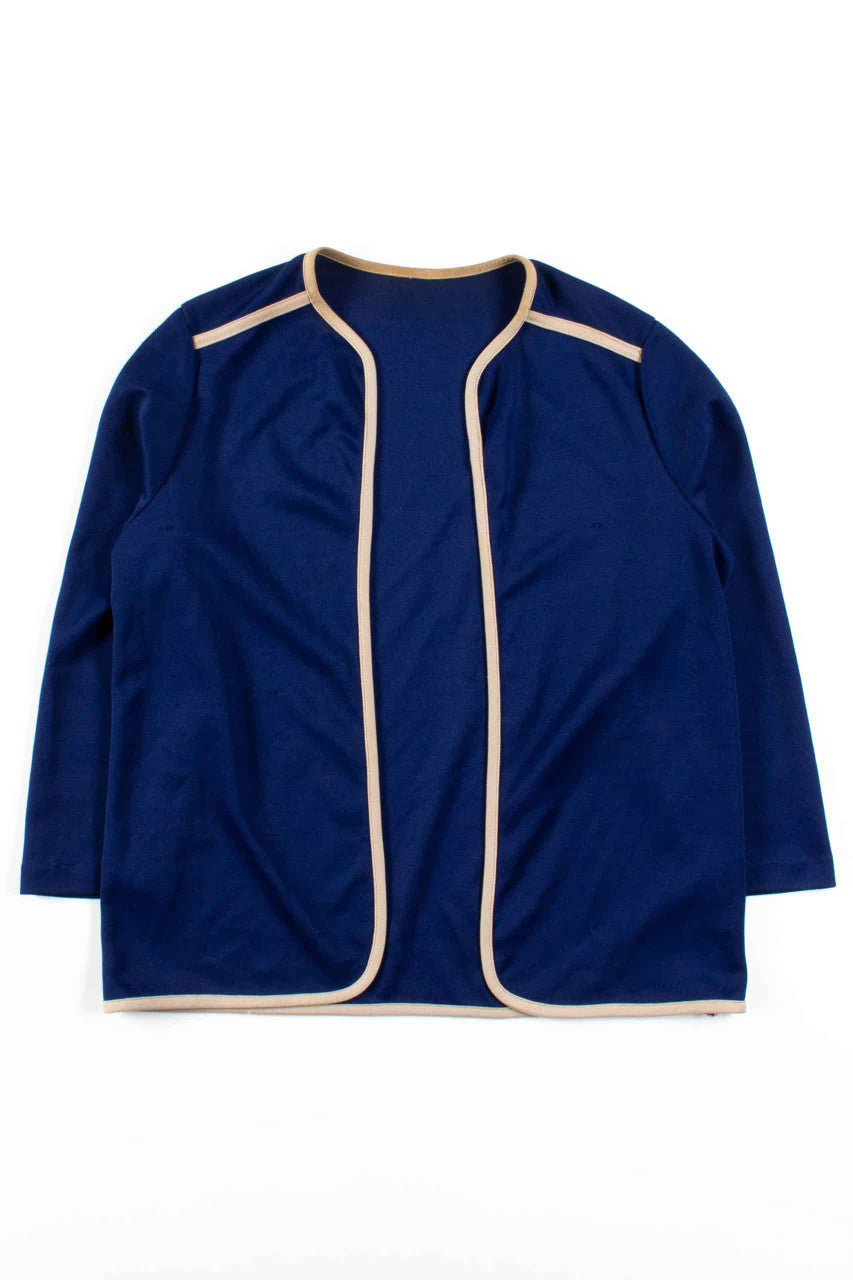 Navy & Tan Trimmed Cardigan