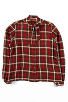 Plaid Tie Neck Blouse