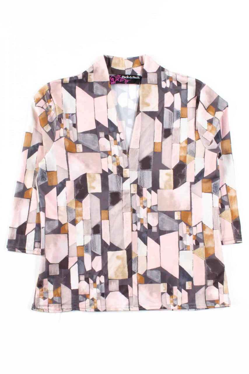 Pink Geometric Stretch Top