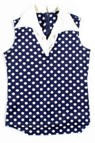 Navy Polka Dot Sleeveless Blouse