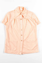 Peach Button Up Pocket Blouse