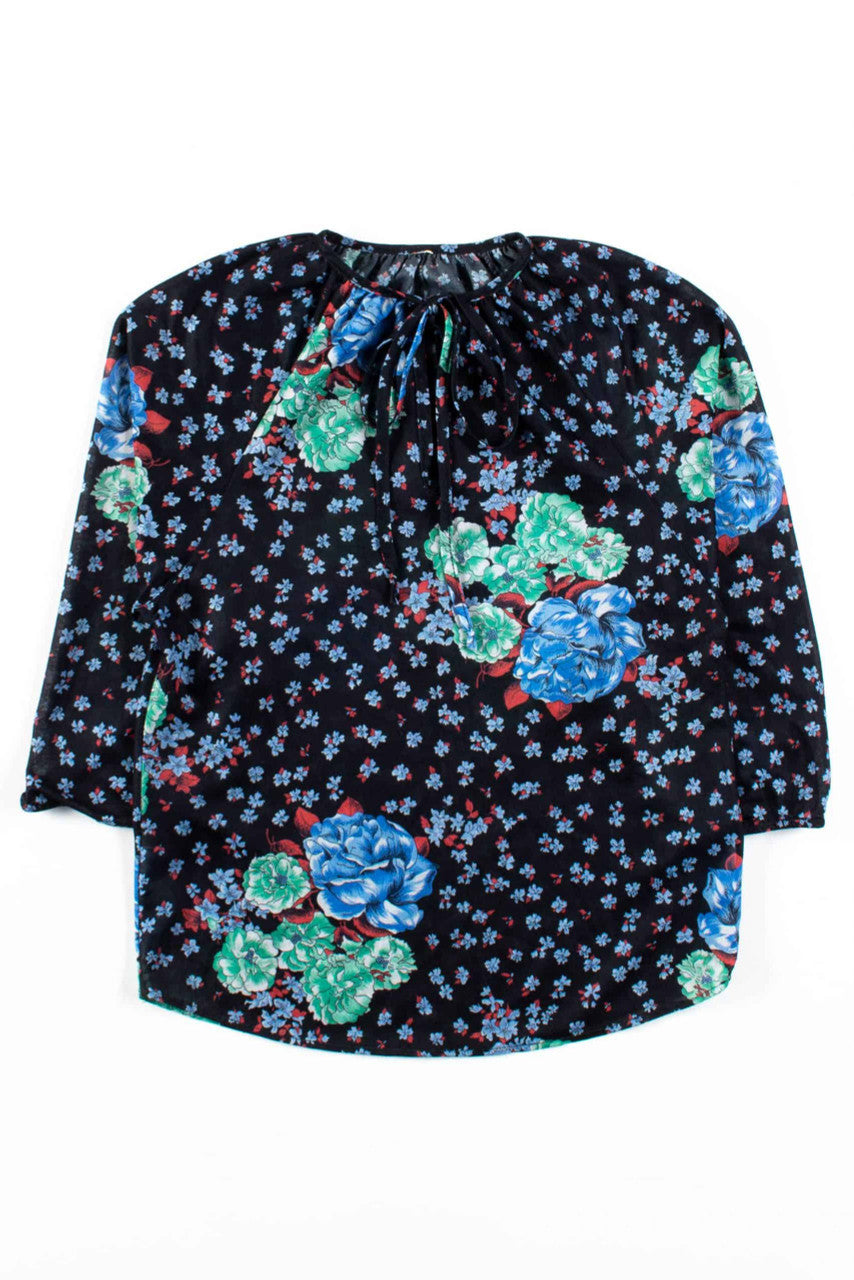 Black Floral Sheer Blouse