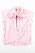 Pink Sleeveless Bow Collar Blouse