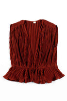 Rust Pleated Peplum Top