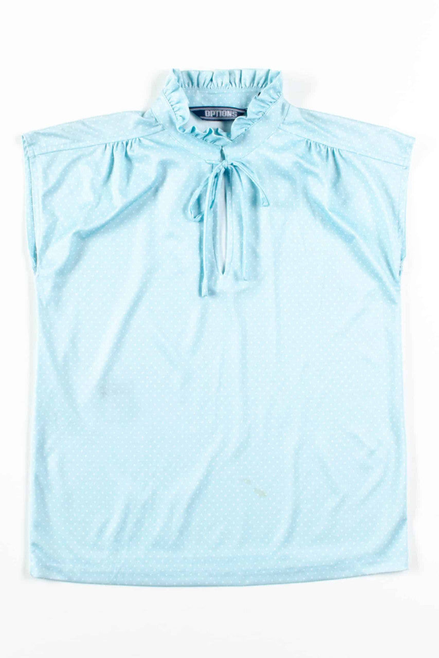 Blue Polka Dot Sleeveless Blouse