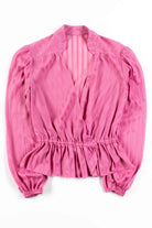 Sheer Pink Striped Wrap Blouse