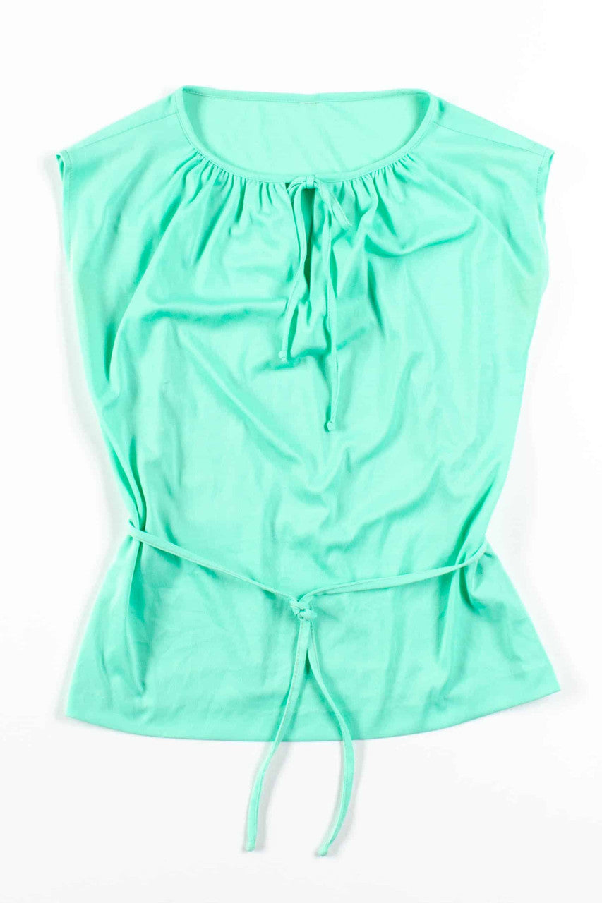 Mint Waist Tie Sleeveless Top