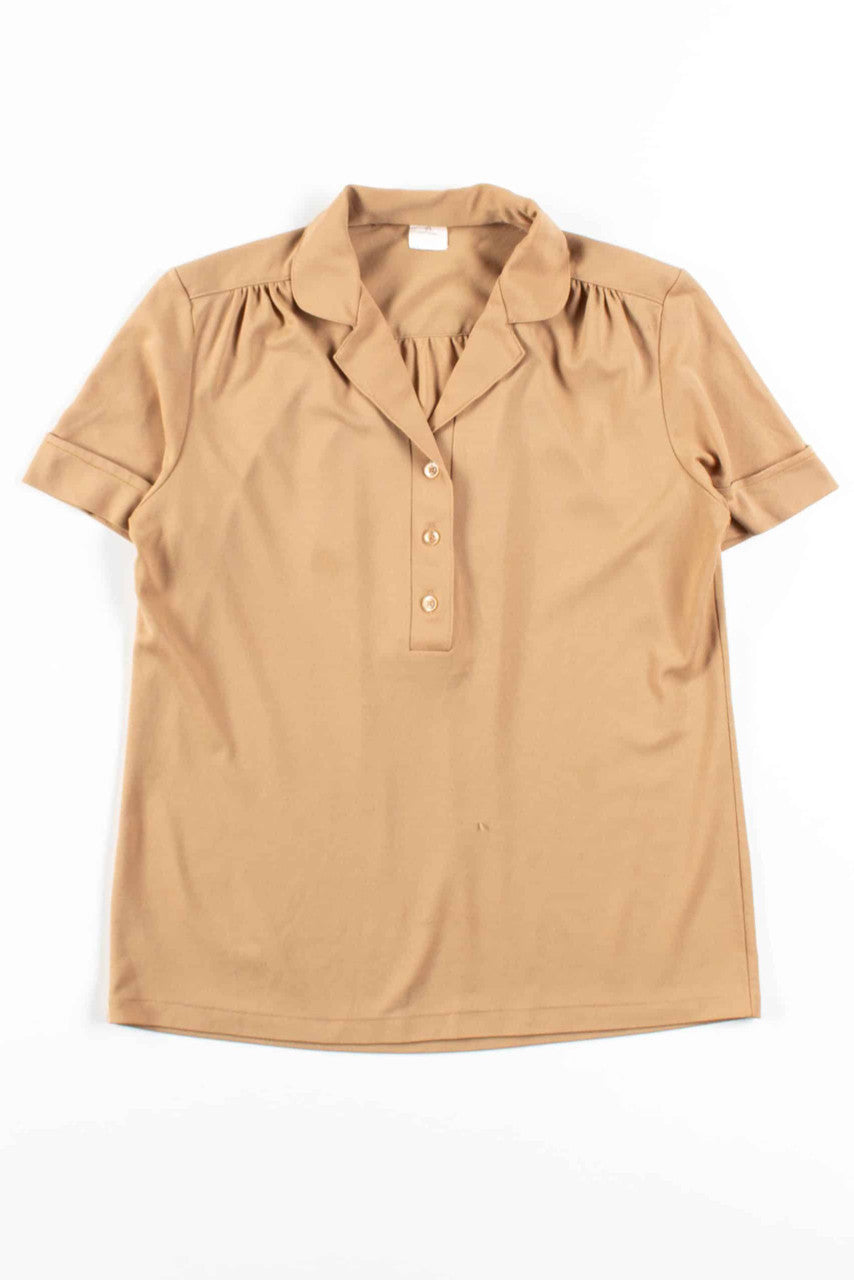Tan Pleated Polo Top