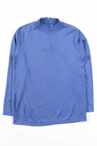 Blue Ribbed Neck Blouse