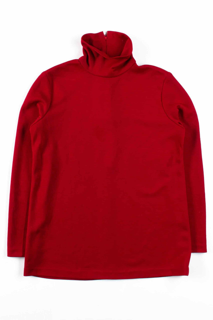 Red Turtleneck Blouse