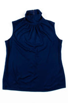 Navy Sleeveless Turtleneck Blouse
