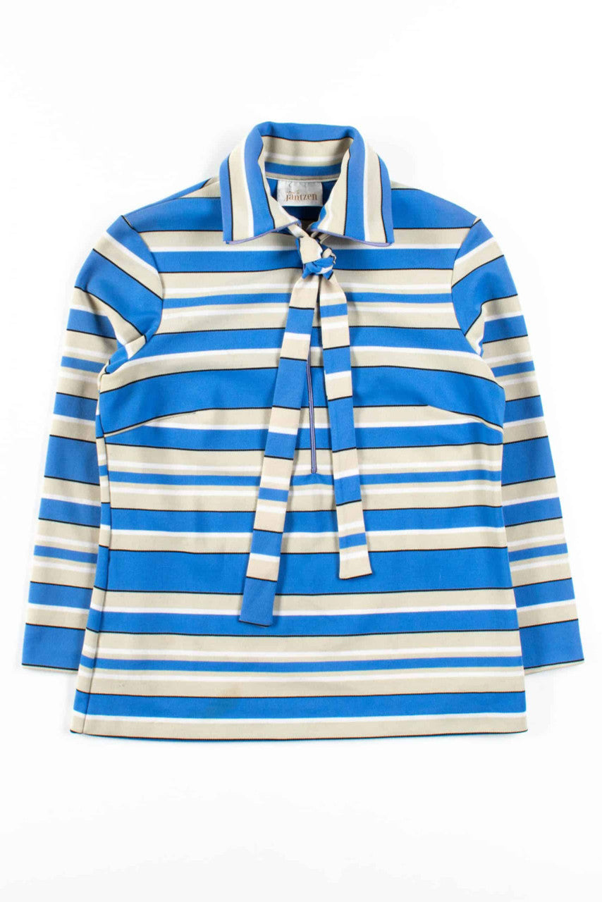 Blue & Tan Striped Vintage Top