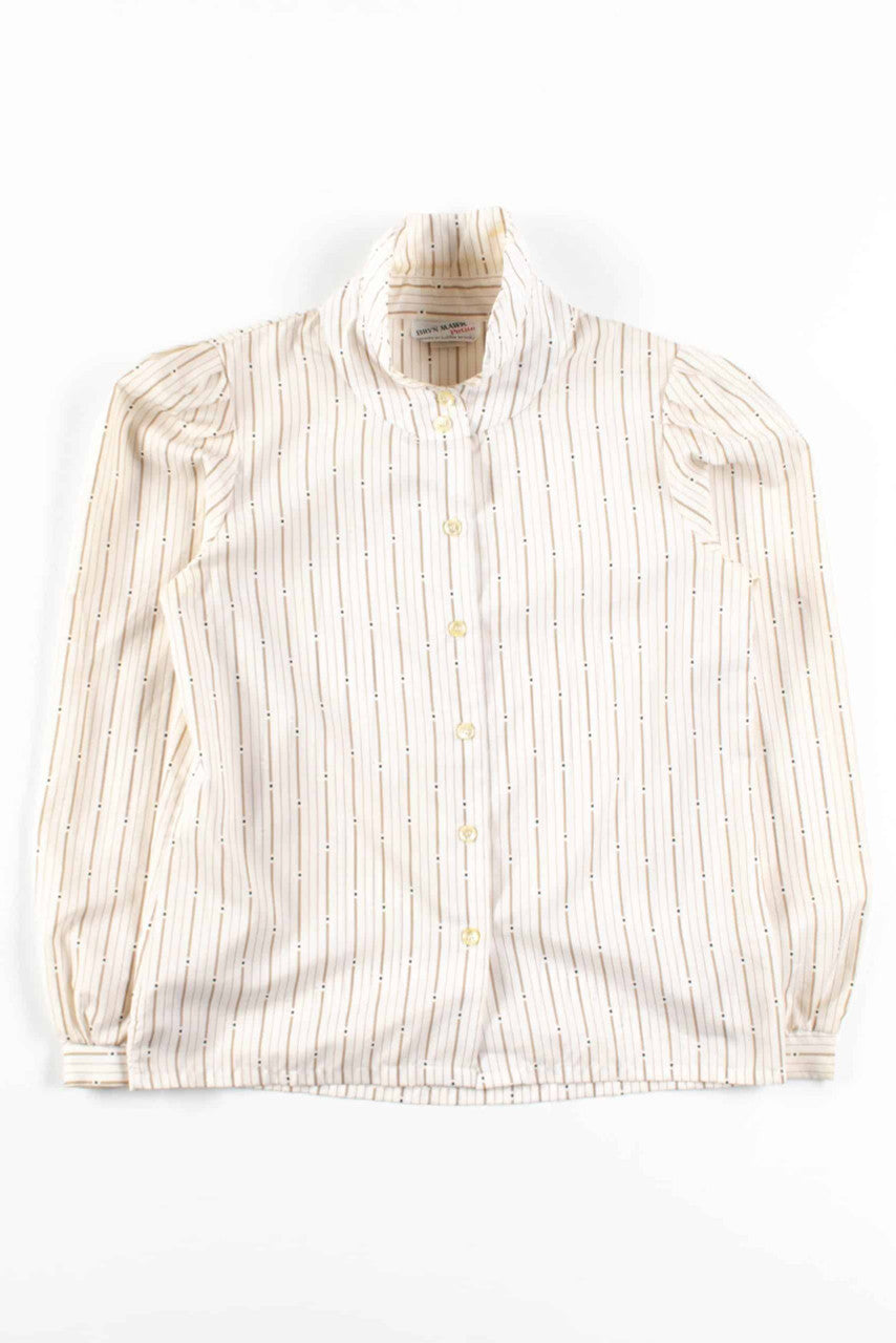 Tan Striped Button Up Blouse