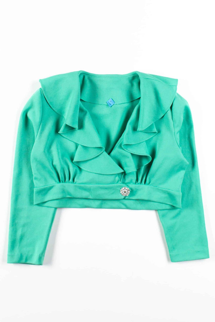 Vintage Ruffle Wrap Crop Jacket