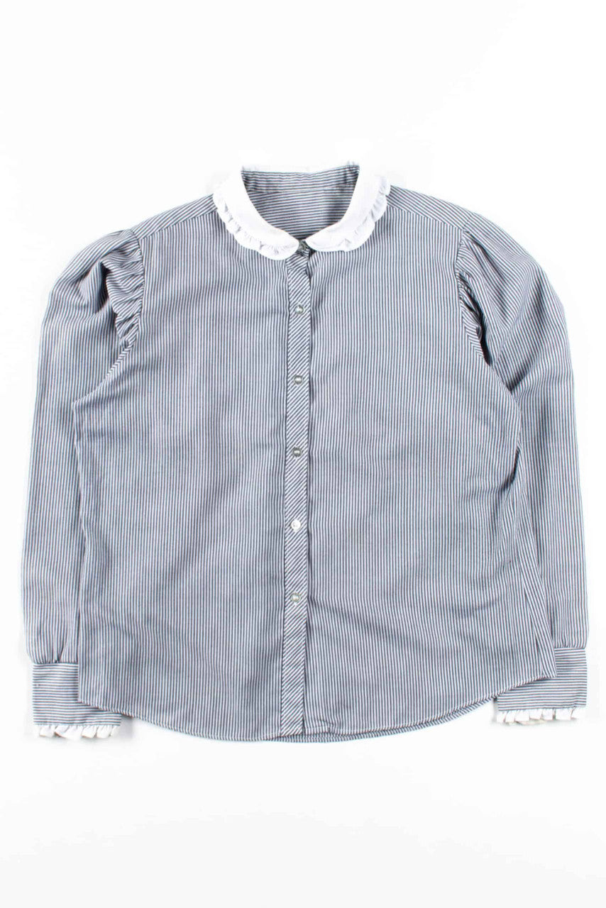 Navy Striped Peter Pan Collar Blouse