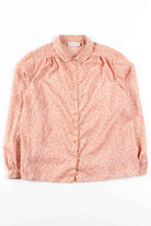Pink Leaf Pattern Vintage Blouse
