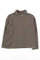 Brown Striped Turtleneck Blouse