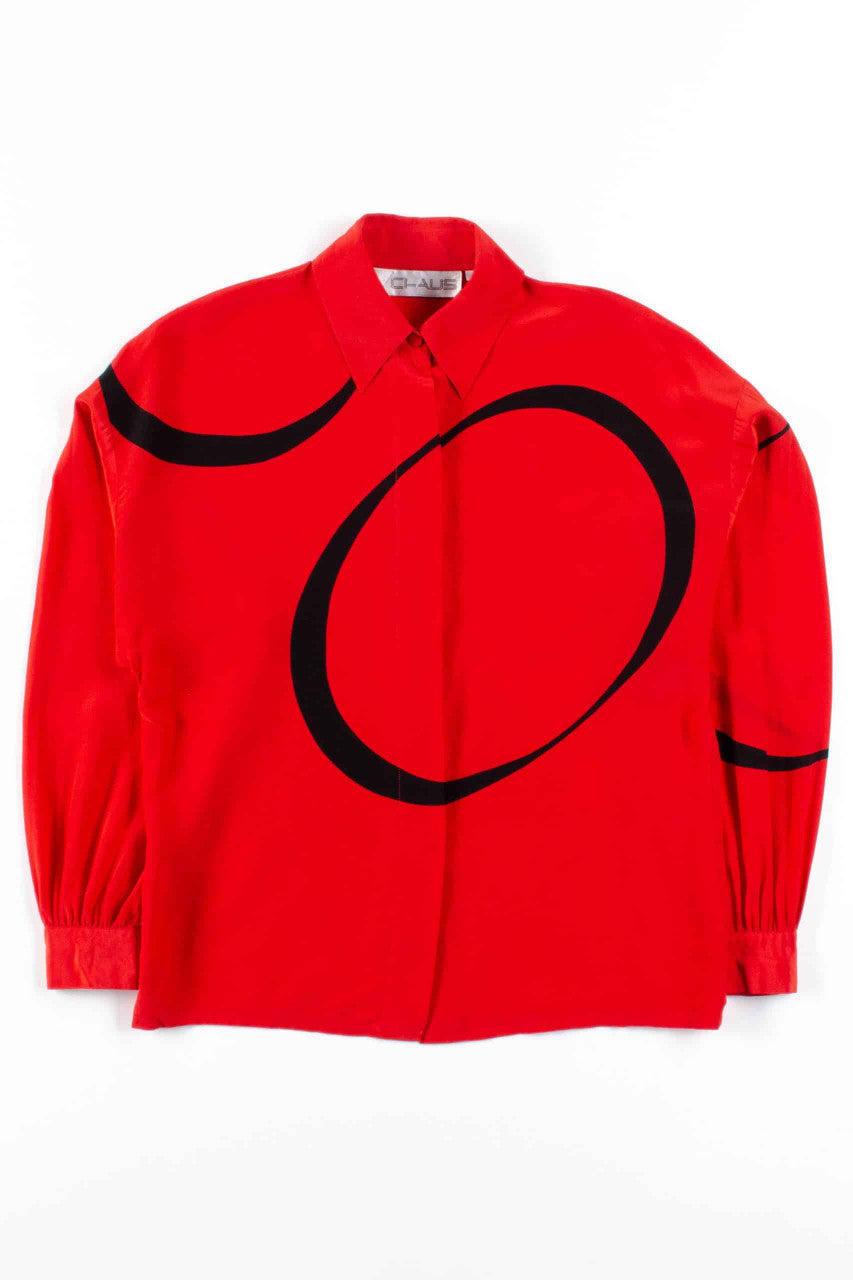 Red Ellipses Silk Blouse