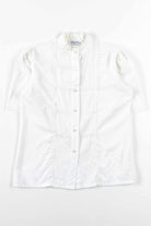 White Pleated Lace Blouse