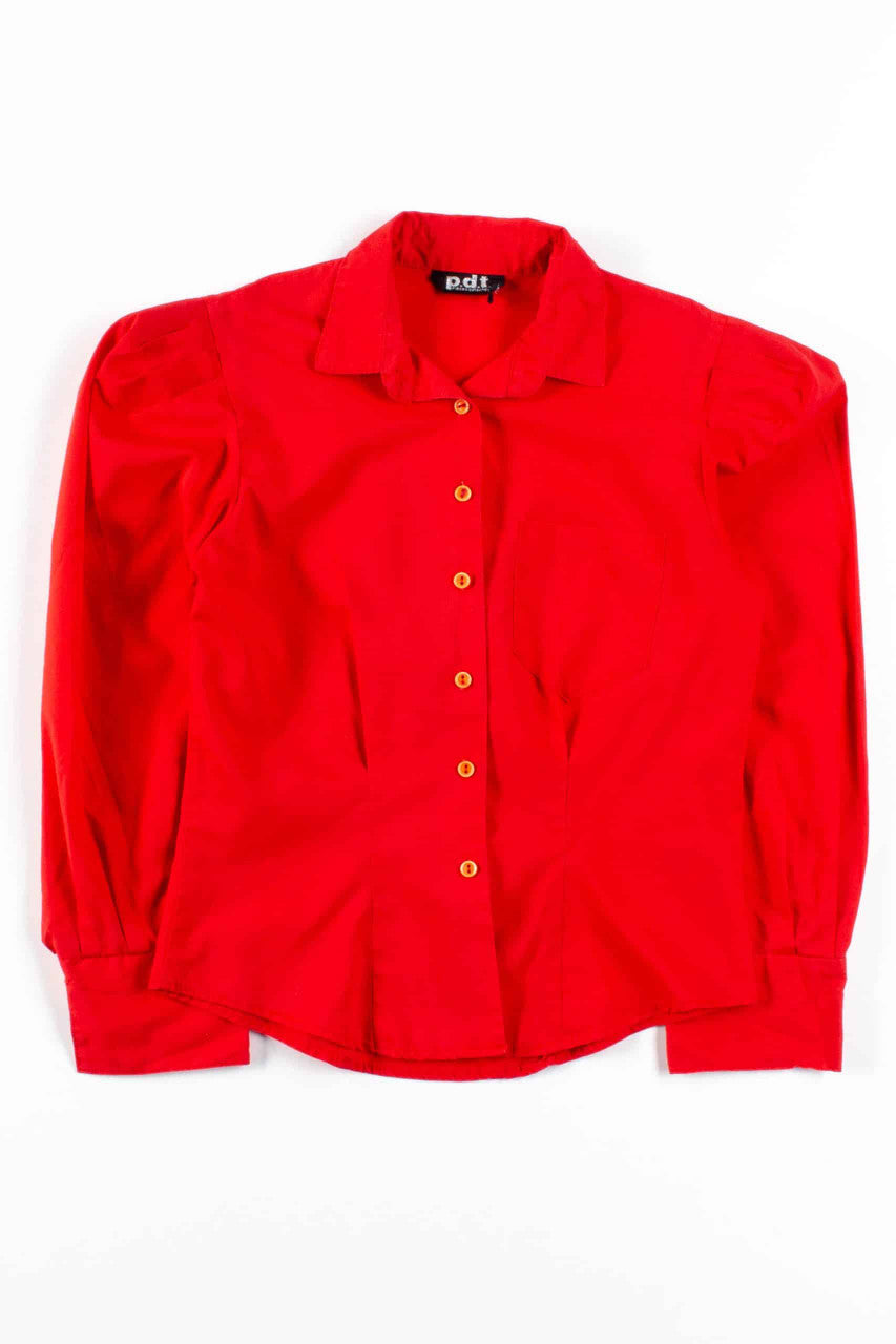 Red Button Up Blouse