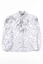 Shiny Silver Leaves Ruffled Blouse