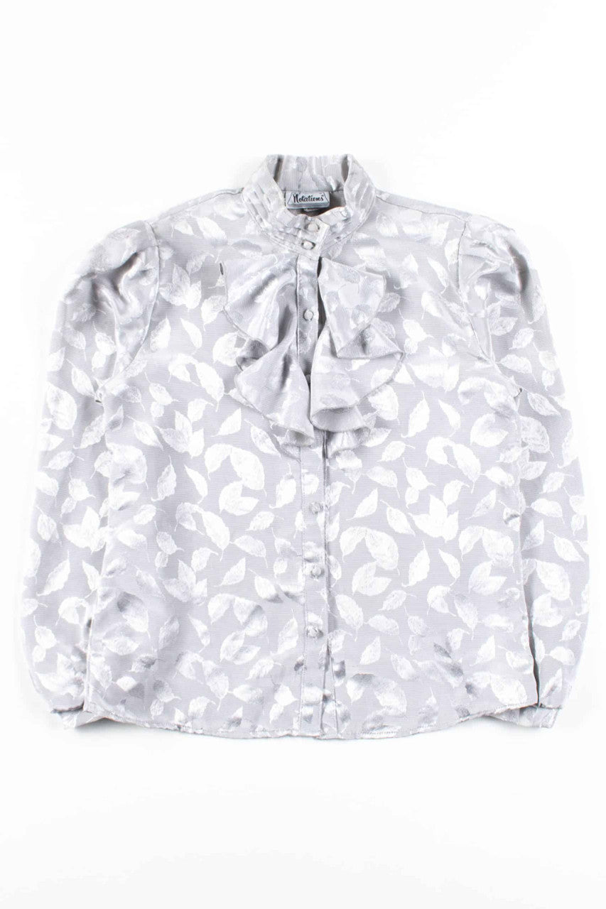 Shiny Silver Leaves Ruffled Blouse