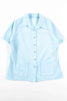 Blue Checkered Pocket Blouse