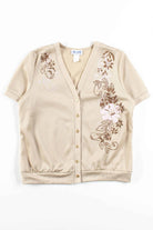 Gold Floral Short Sleeve Cardigan