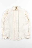 White Pleated Ruffle Blouse