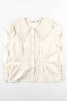 White Lace Floral Collar Blouse
