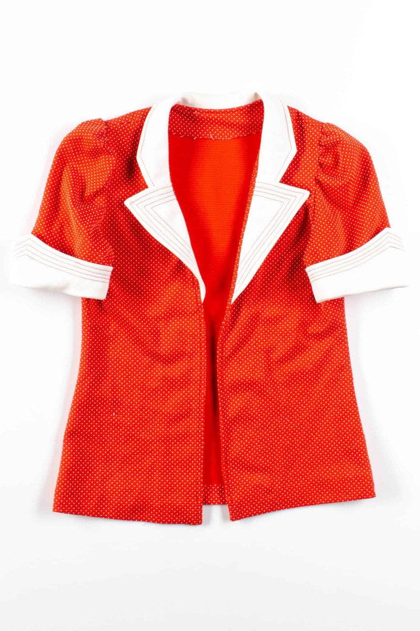 Red Dotted Open Front Vintage Shirt