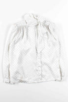 White Chevron Bow Neck Vintage Top