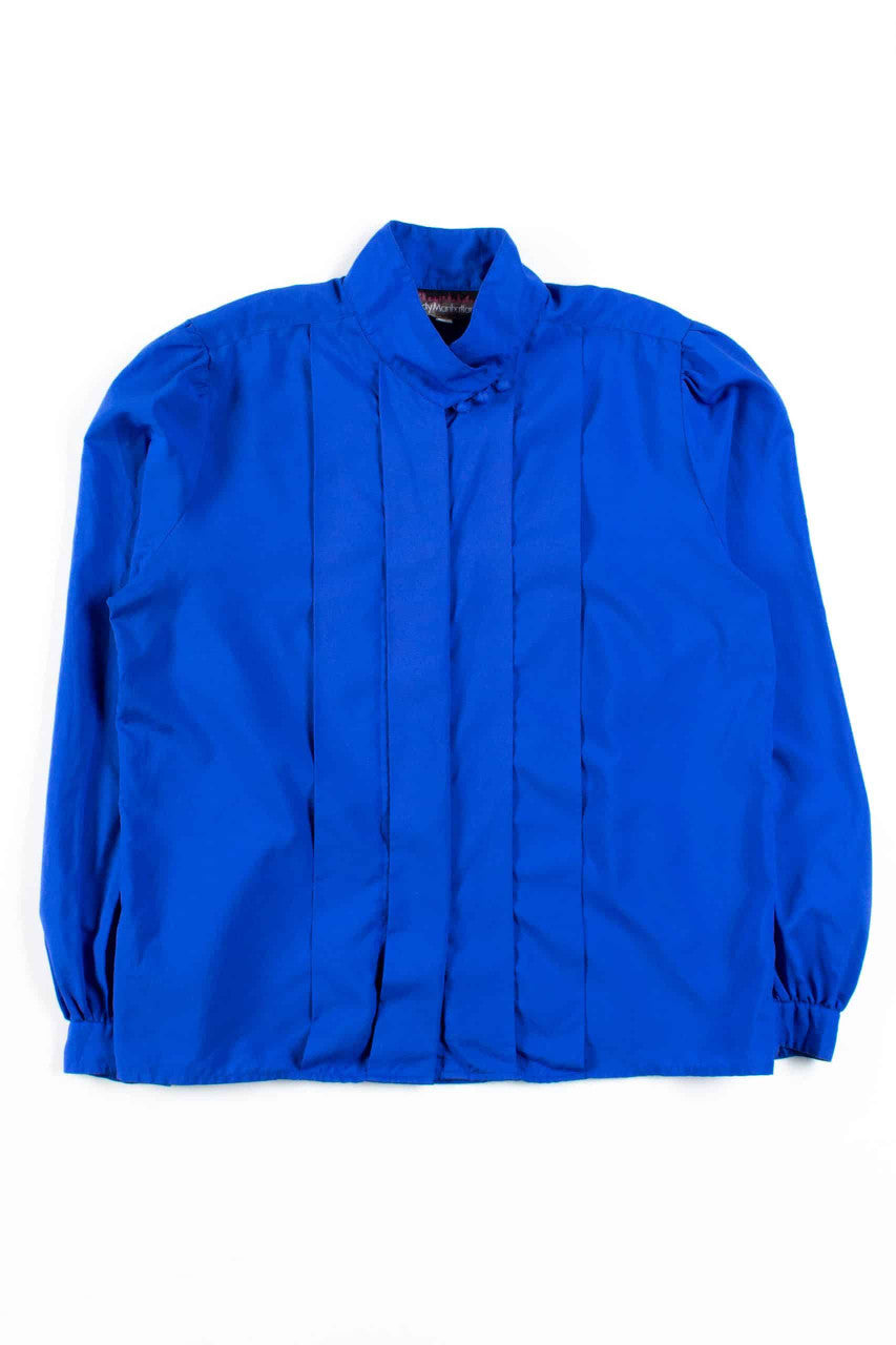 Blue Pleated Blouse